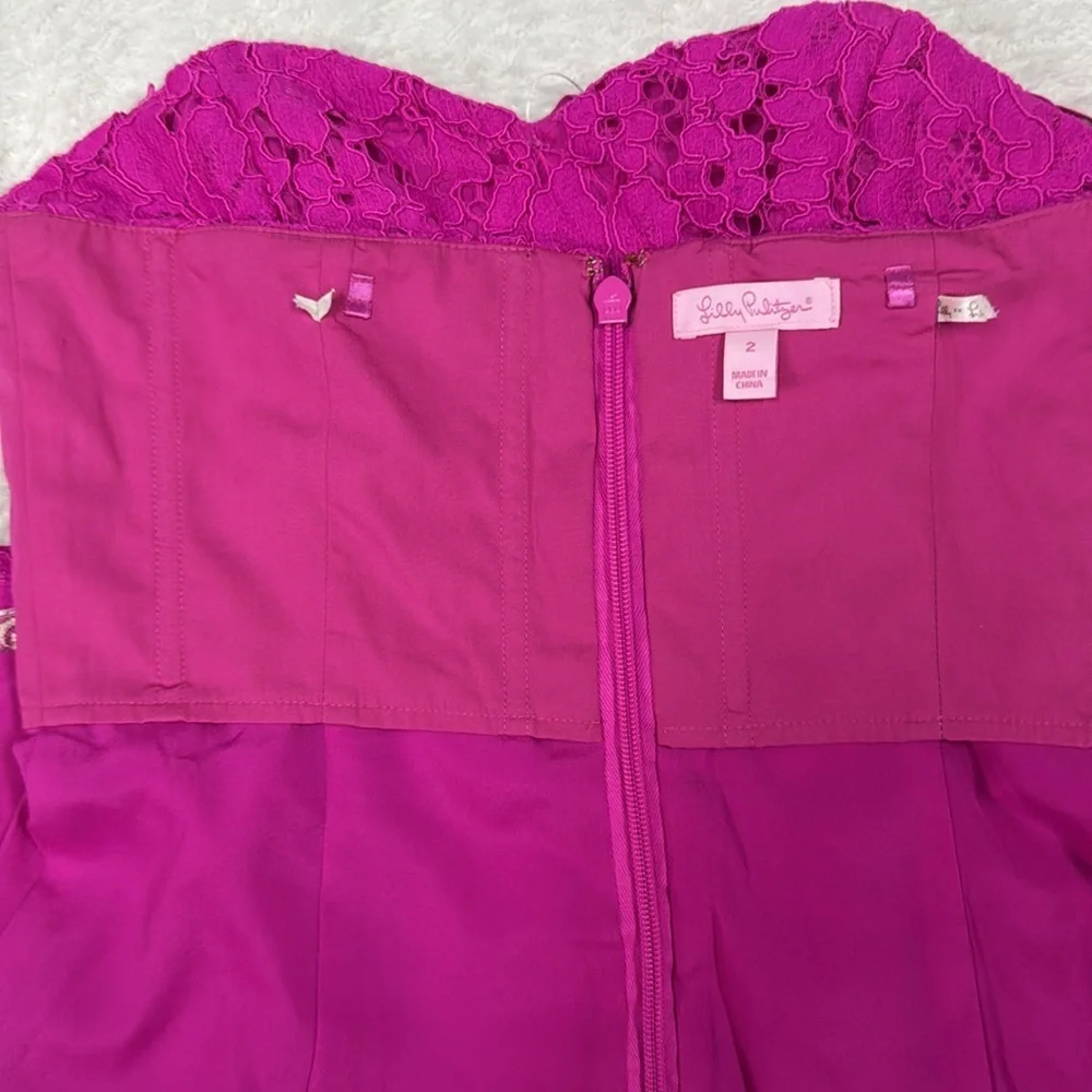 Lilly Pulitzer convertible Fuchsia Summer Lace Dress - Picture 9 of 11